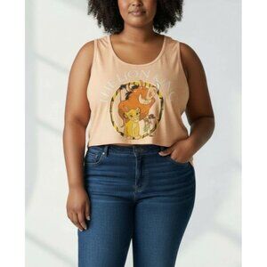 Disney The Lion King Womens Tank Top XXL Orange Simba Timon Pumbaa Graphic Sleev